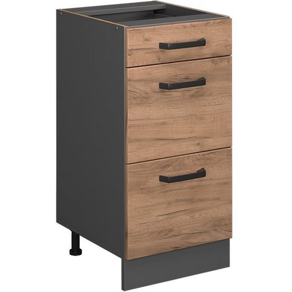 Vicco Unterschrank R-Line Goldkraft Eiche/Anthrazit 40cm, Schubladen, ohne Arbeitsplatte (1-St)