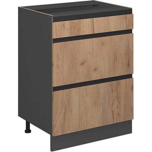 Vicco Unterschrank R-Line Goldkraft Eiche/Anthrazit 60cm J-Shape, ohne Arbeitsplatte (1-St)