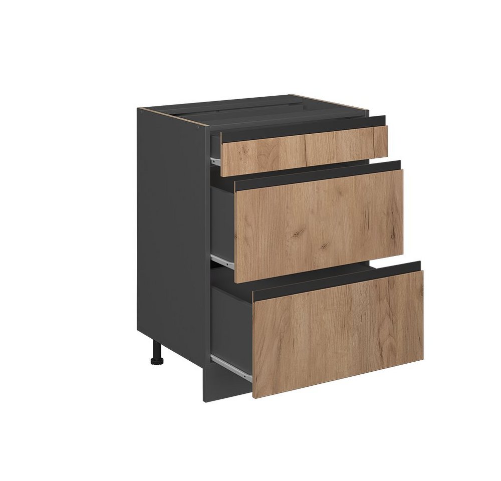 Vicco Unterschrank R-Line Goldkraft Eiche/Anthrazit 60cm J-Shape, ohne Arbeitsplatte (1-St) – Bild 4 von 5