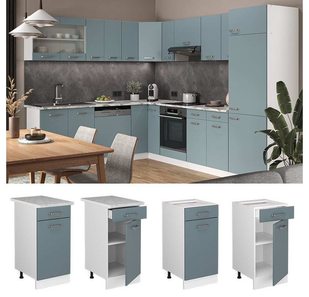 Vicco Unterschrank R-Line, Blau-Grau/Weiß, 40 cm ohne Arbeitsplatte (1-St) – Bild 3 von 5