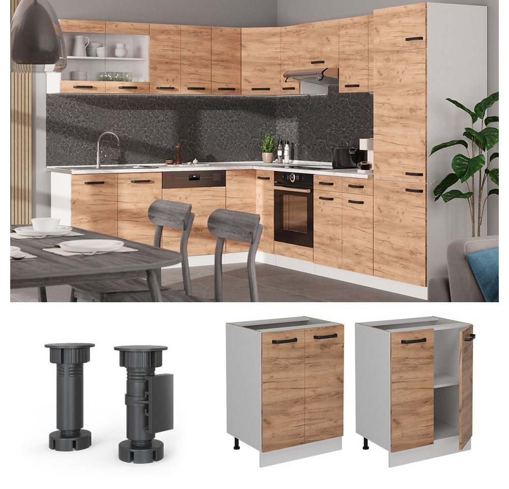 Vicco Unterschrank R-Line, Goldkraft Eiche/Weiß, 60 cm ohne Arbeitsplatte (1-St) – Bild 3 von 4