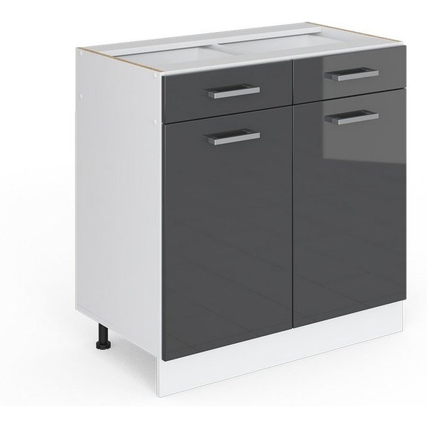 Vicco Unterschrank R-Line, Anthrazit Hochglanz/Weiß, 80 cm ohne Arbeitsplatte (1-St)