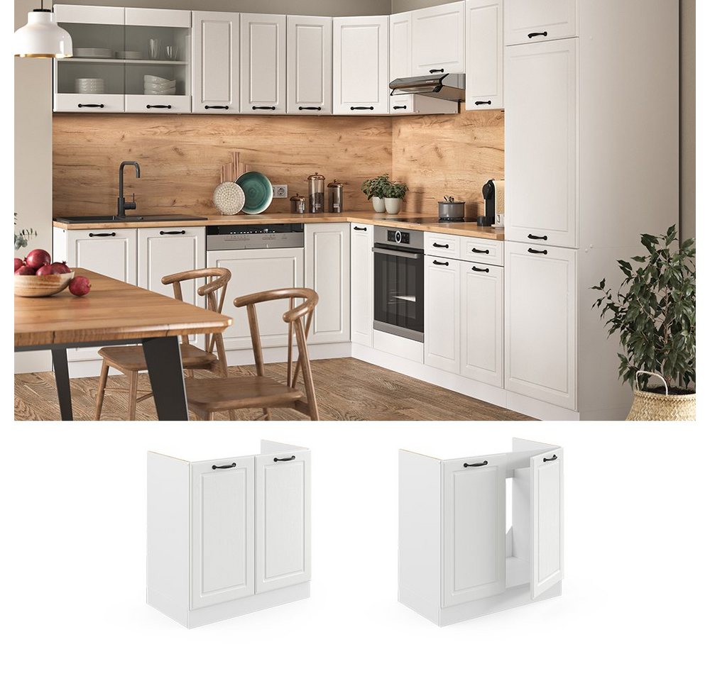 Vicco Unterschrank R-Line, Weiß Landhaus/Weiß, 80 cm ohne Arbeitsplatte (1-St) – Bild 3 von 5