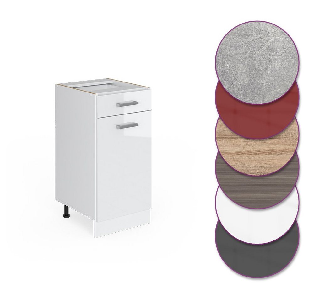 Vicco Unterschrank R-Line, Weiß Hochglanz/Weiß, 40 cm ohne Arbeitsplatte (1-St) – Bild 5 von 5