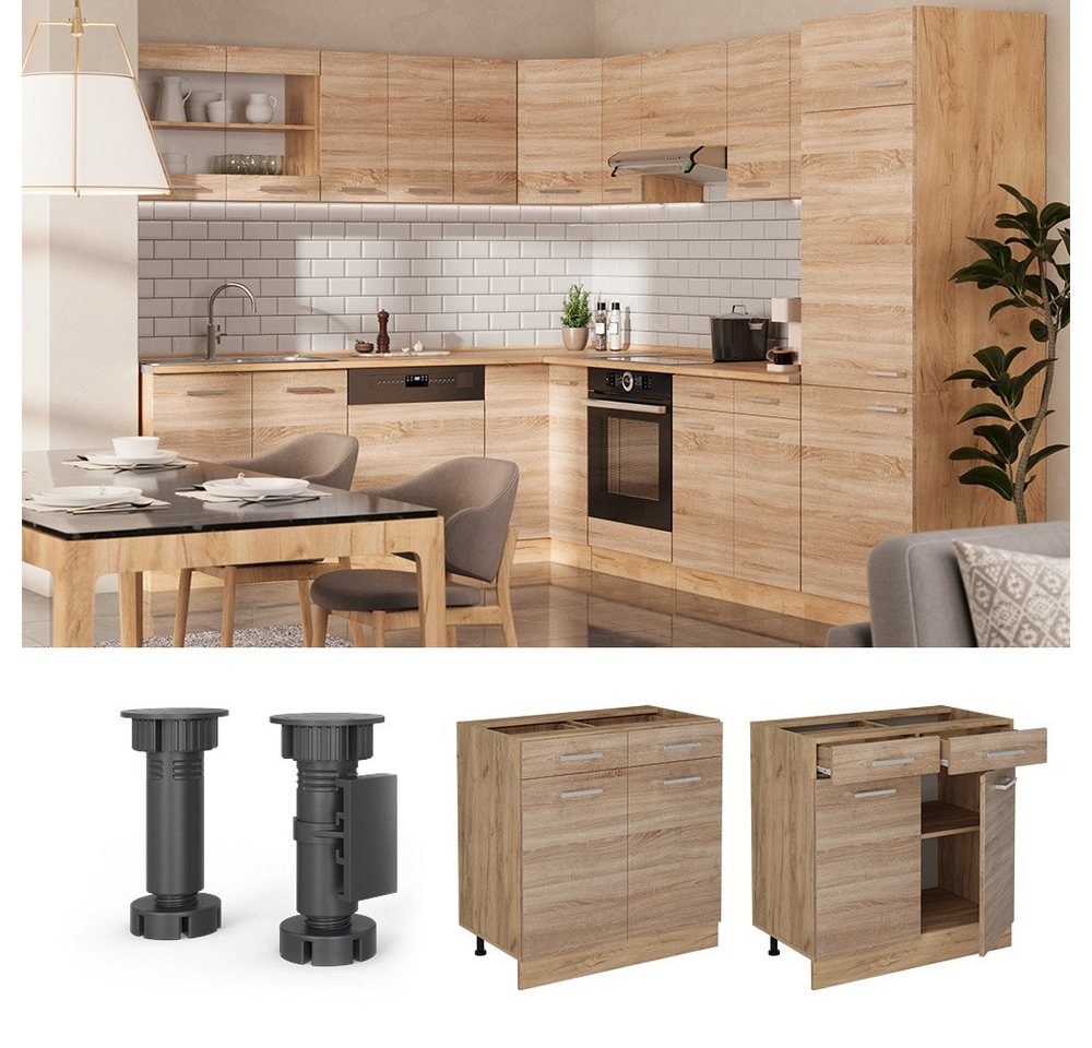 Vicco Unterschrank R-Line, Sonoma/Goldkraft Eiche, 80 cm ohne Arbeitsplatte (1-St) – Bild 3 von 4