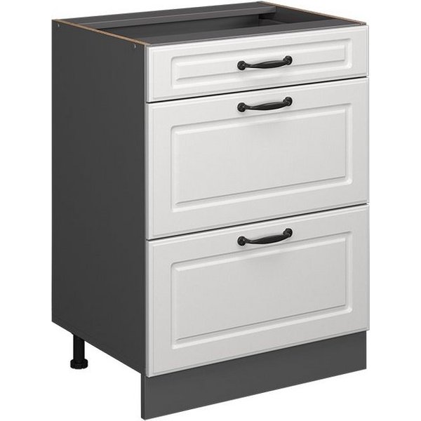 Vicco Unterschrank R-Line Weiß Landhaus/Anthrazit 60cm mit Schubladen ohne Arbeitsplatte (1-St)