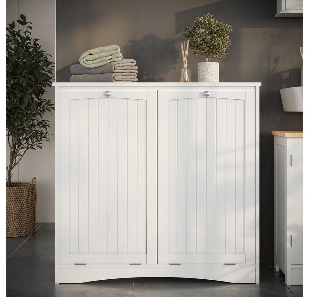 Vicco Wäscheschrank Bianco, Weiß, 83 x 80 cm mit 2 Wäschekörben (1-St) – Bild 4 von 5