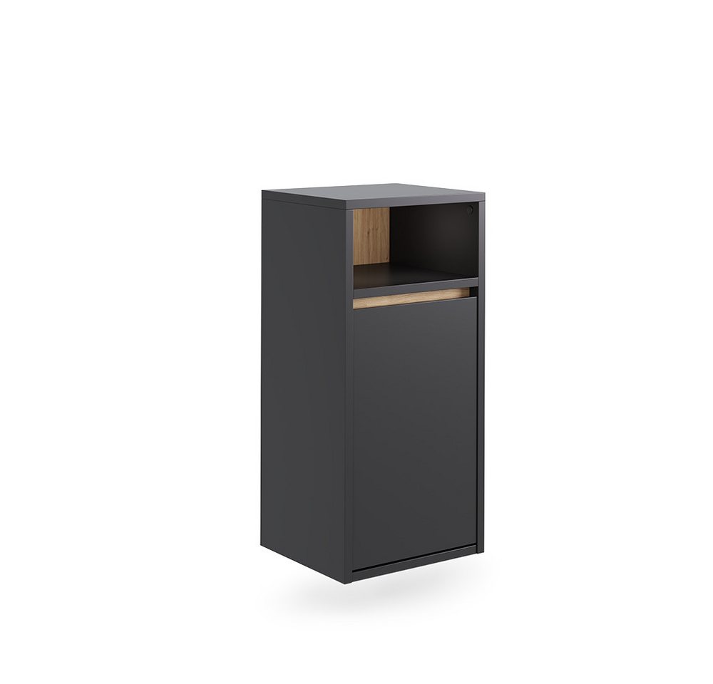 Vicco Wäscheschrank Viola, Grau/Artisan/Artisan, 38 x 80 cm mit Wäschkorb (1-St) – Bild 2 von 5
