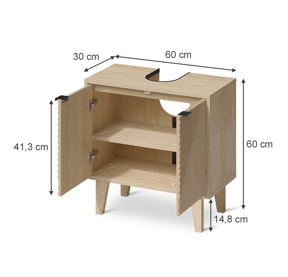 Vicco Waschbeckenunterschrank Arven, Eiche, 60 x 60 cm – Bild 2 von 5