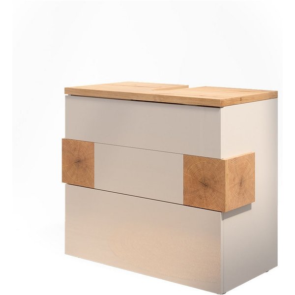 Vicco Waschbeckenunterschrank Eden, Weiß/Artisan-Eiche, 70 x 64.5 cm mit 2 Schubladen (1-St)