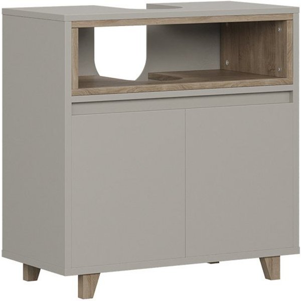 Vicco Waschbeckenunterschrank Elnor, Greige/Eiche/Greige, 60 x 61 cm mit 2 Türen (1-St)