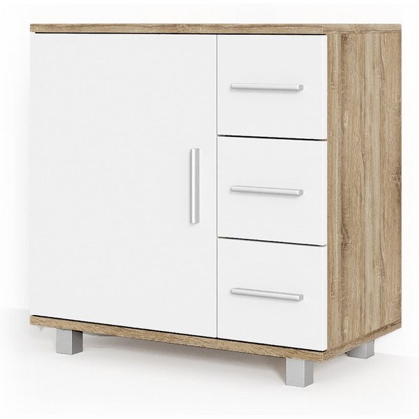 Vicco Waschbeckenunterschrank Ilias, Weiß/Sonoma, 60 x 60.8 cm (1-St) Drehbar