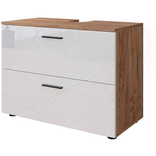 Vicco Waschbeckenunterschrank Irma, Eiche/Weiß Hochglanz, 80 x 58.6 cm (1-St)