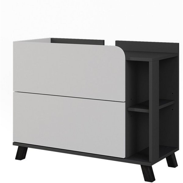 Vicco Waschbeckenunterschrank Karen, Weiß/Anthrazit, 80 x 65 cm mit 2 Schubladen