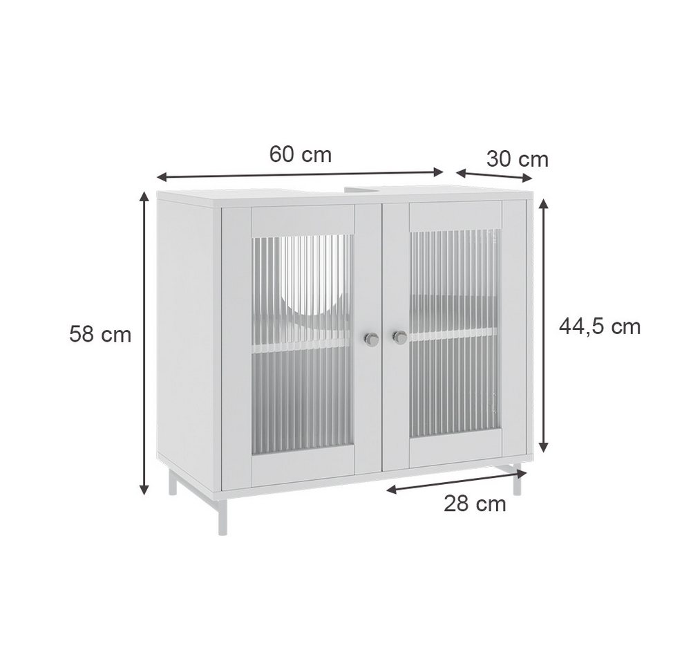 Vicco Waschbeckenunterschrank Malte, Weiß, 60 x 58 cm (1-St) – Bild 2 von 5