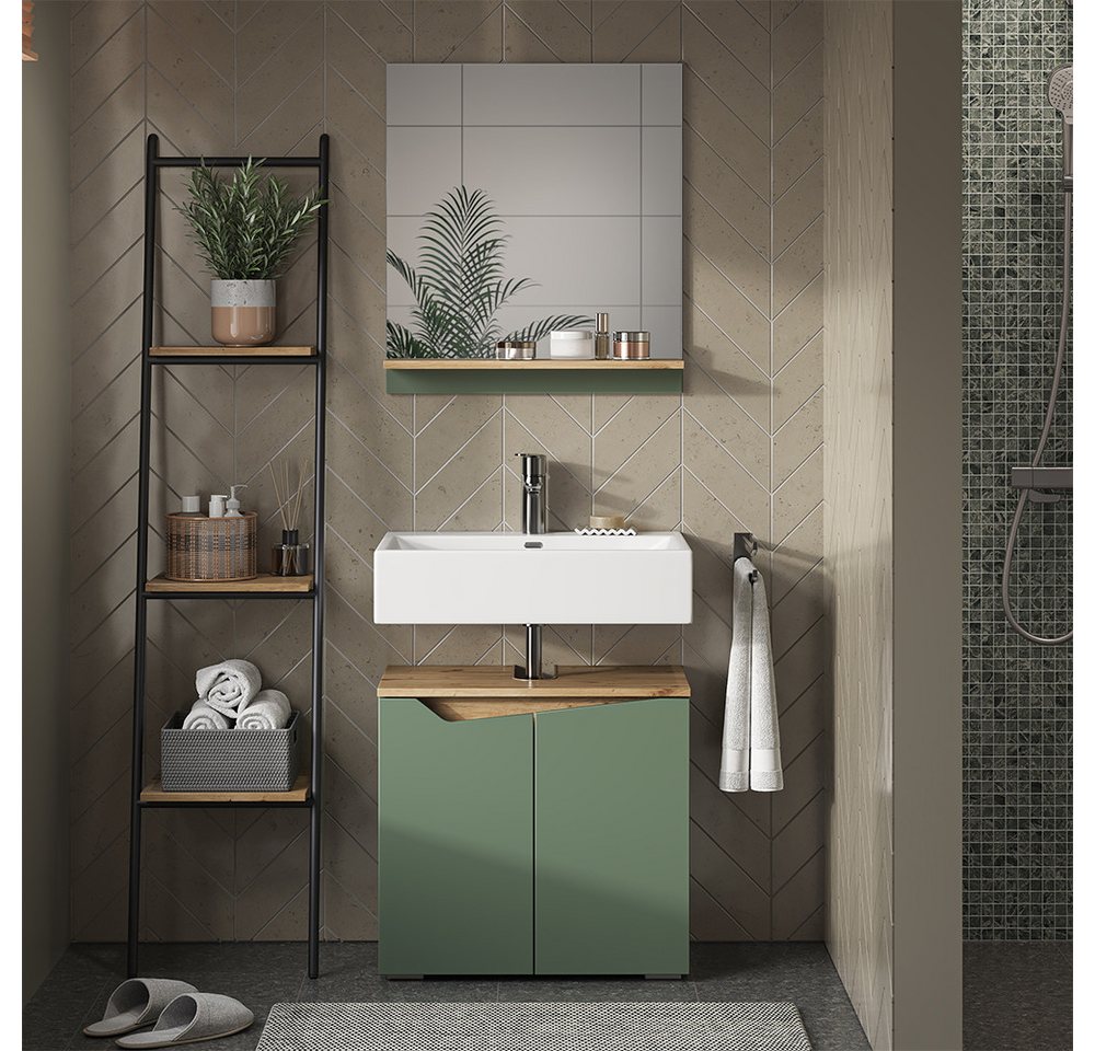 Vicco Waschbeckenunterschrank Marelle, Grün/Anthrazit, 60 x 57.5 cm mit 2 Türen (1-St) – Bild 3 von 5