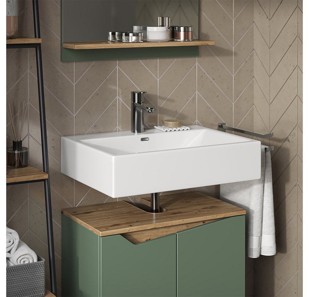 Vicco Waschbeckenunterschrank Marelle, Grün/Anthrazit, 60 x 57.5 cm mit 2 Türen (1-St) – Bild 4 von 5