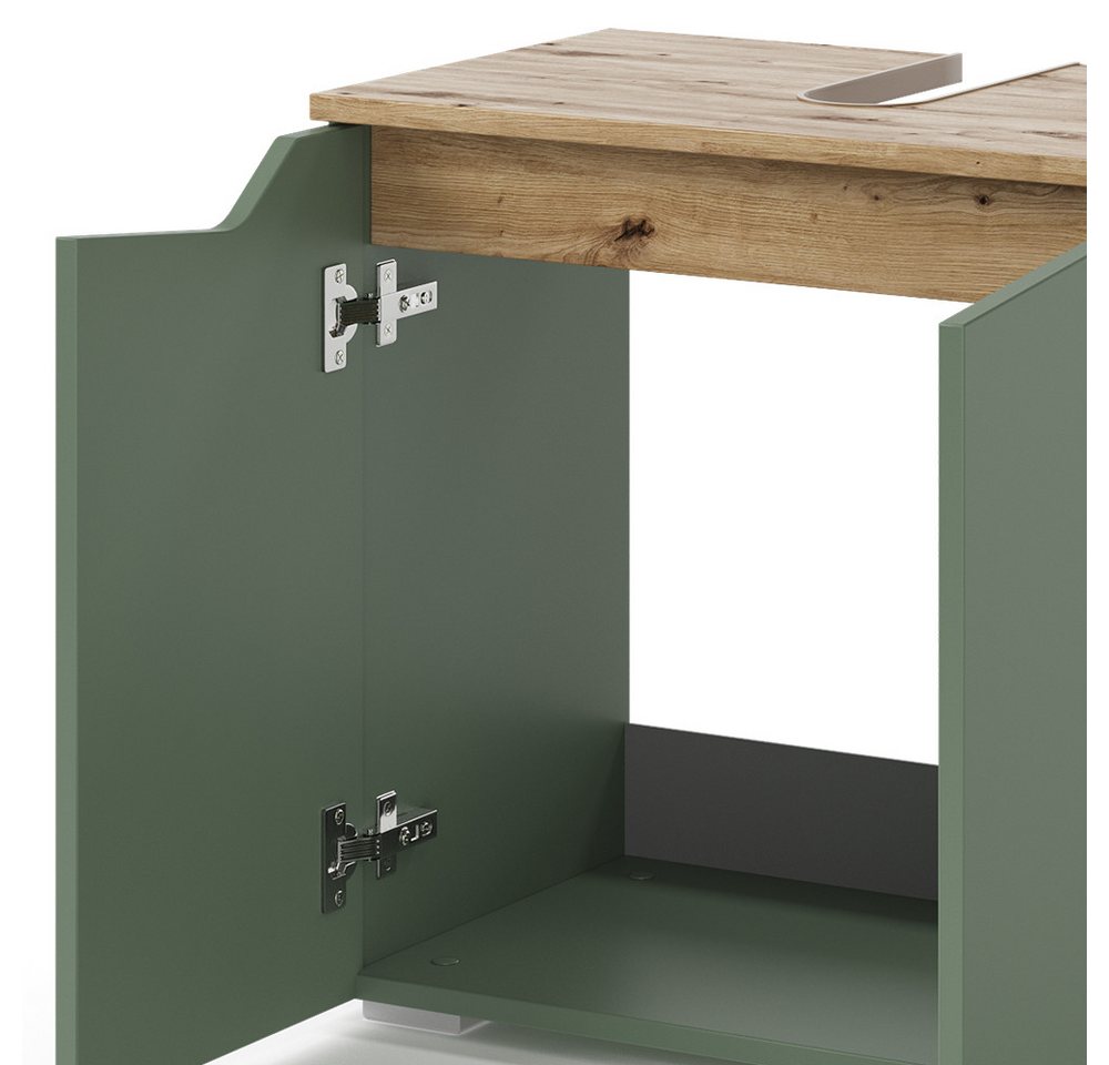Vicco Waschbeckenunterschrank Marelle, Grün/Anthrazit, 60 x 57.5 cm mit 2 Türen (1-St) – Bild 5 von 5