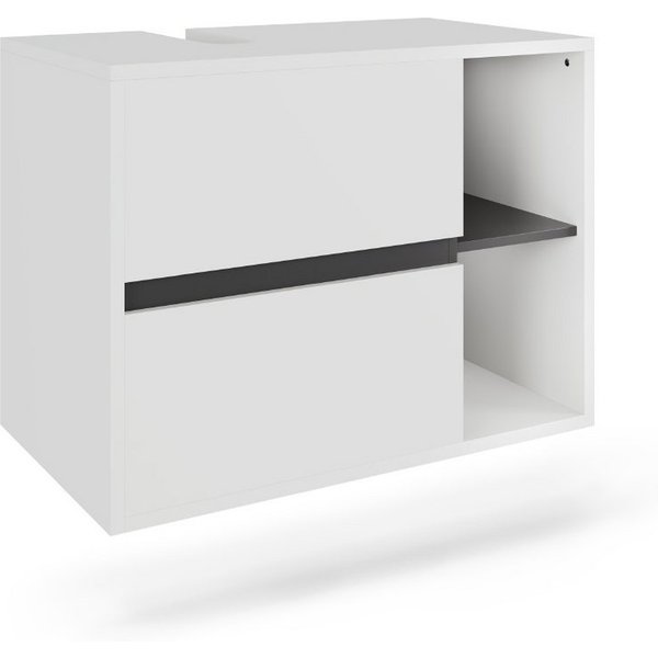 Vicco Waschbeckenunterschrank Viola, Weiß/Grau, 80 x 60 cm mit 2 Schubladen (1-St)