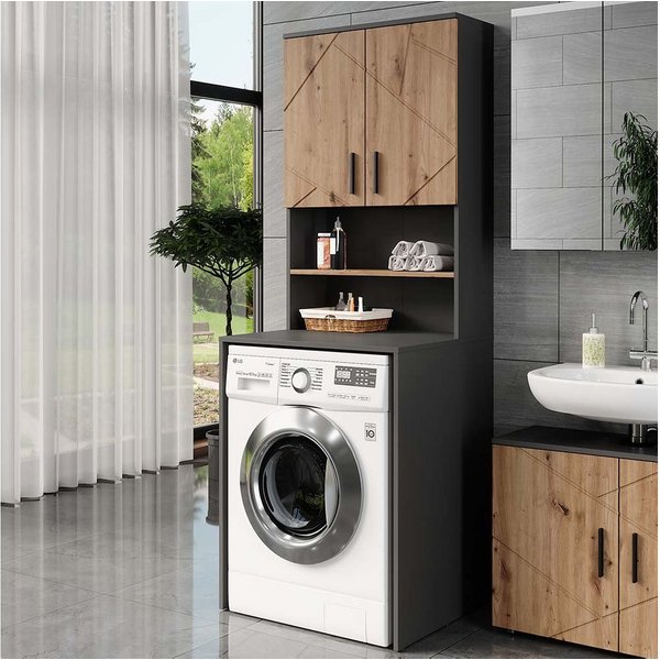Vicco Waschmaschinenumbauschrank Irma, Anthrazit/Goldkraft Eiche, 68 x 88.5 cm 2 Teile (1-St)