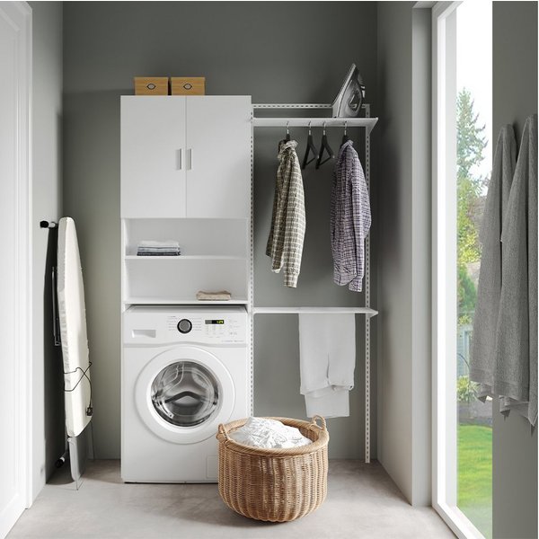 Vicco Waschmaschinenumbauschrank Martha, Weiß, 64 x 190 cm mit 2 kurzen Türen (1-St)
