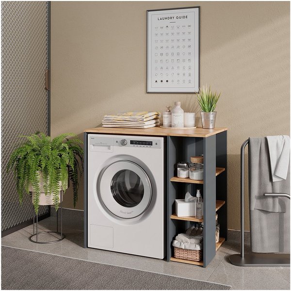 Vicco Waschmaschinenumbauschrank Viktor, Anthrazit/Goldkraft Eiche, 93.6 x 88.2 cm mit Regal (1-St)