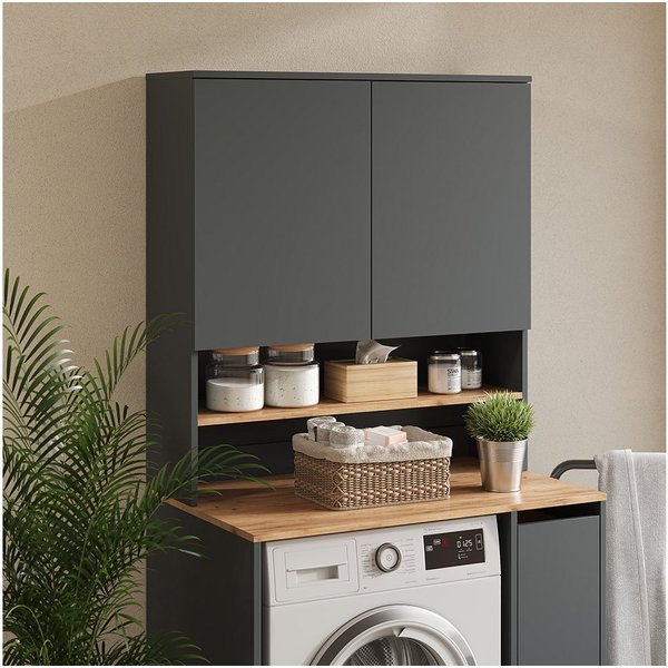 Vicco Waschmaschinenumbauschrank Viktor, Anthrazit/Goldkraft Eiche, 93.6 x 100.4 cm (1-St)