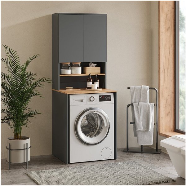 Vicco Waschmaschinenumbauschrank Viktor, Anthrazit/Goldkraft Eiche/Goldkraft Eiche, 68 x 88.2 cm 2 T... (1-St)