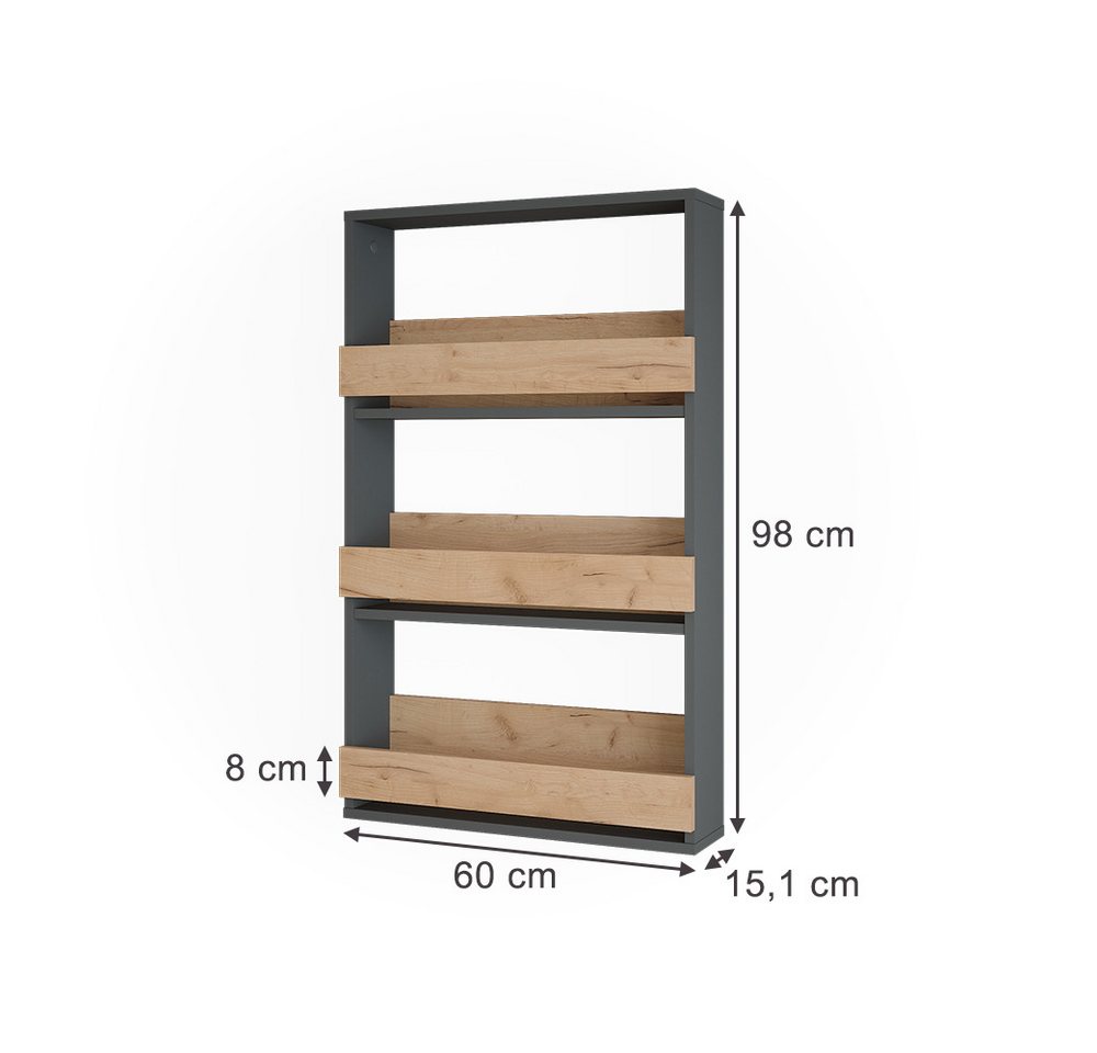 Vicco Weinregal Repose, Goldkraft Eiche/Anthrazit, 60 x 98 cm, 1-tlg. – Bild 3 von 5