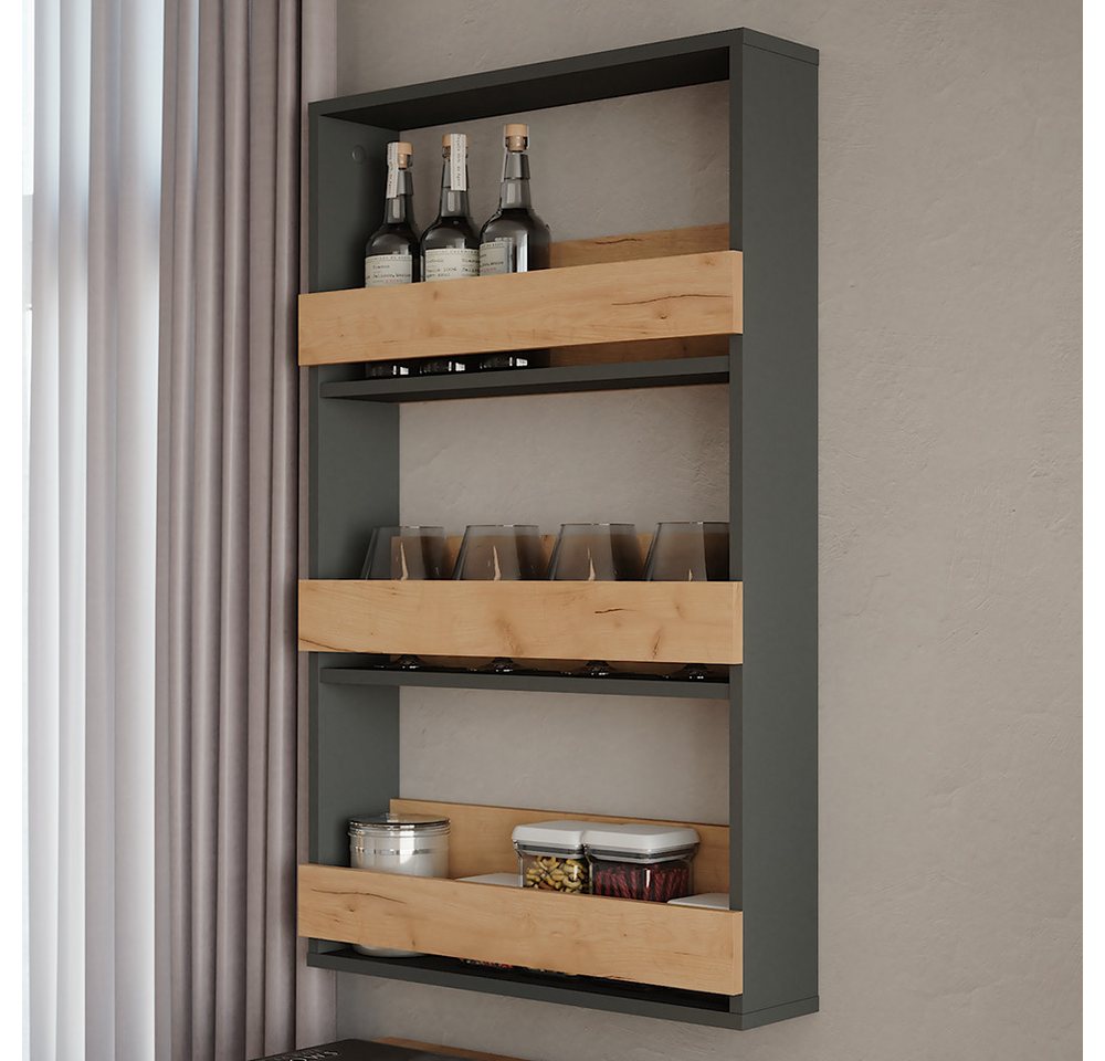 Vicco Weinregal Repose, Goldkraft Eiche/Anthrazit, 60 x 98 cm, 1-tlg. – Bild 4 von 5