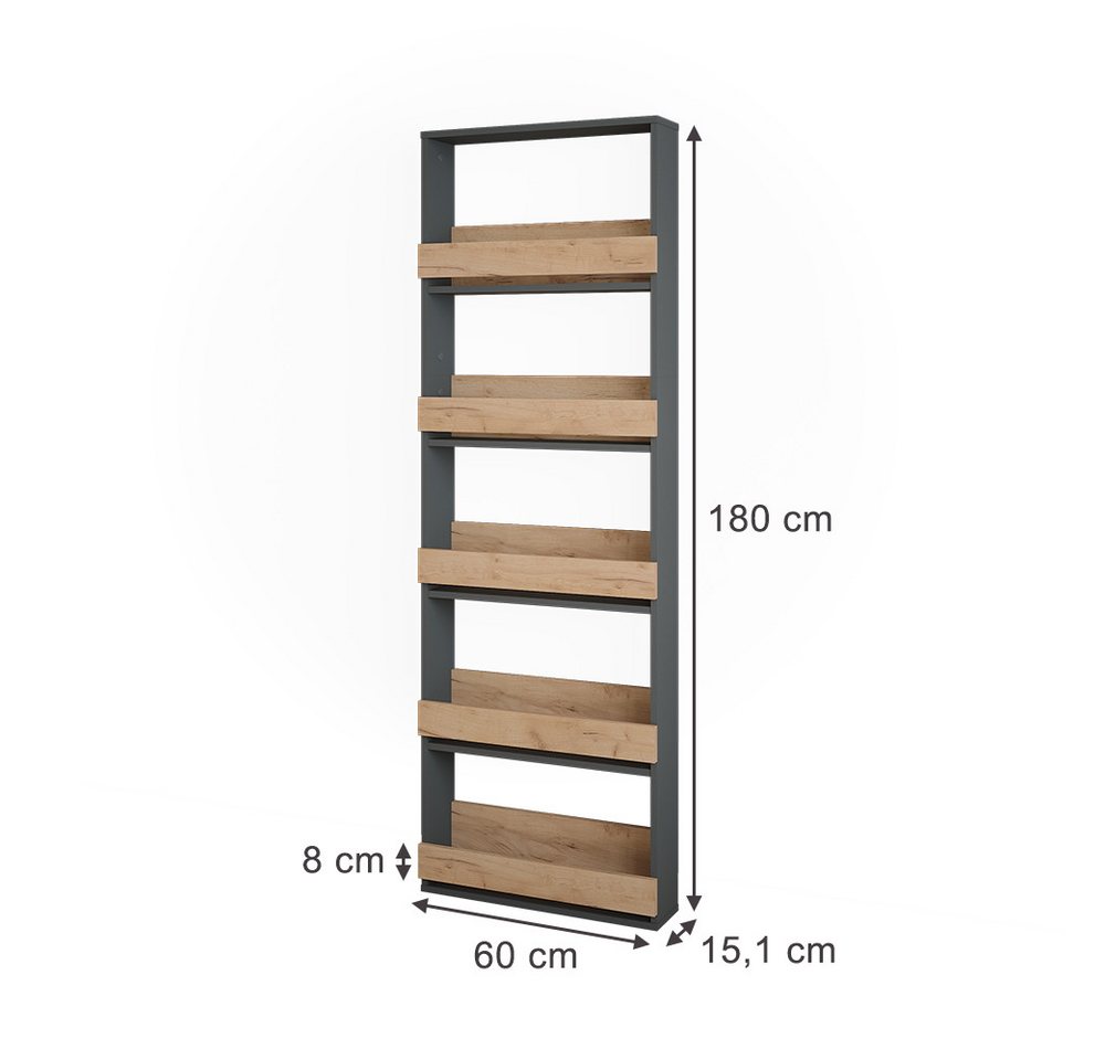 Vicco Weinregal Repose, Goldkraft Eiche/Anthrazit, 60 x 180 cm, 1-tlg. – Bild 3 von 5