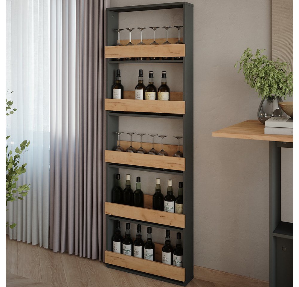 Vicco Weinregal Repose, Goldkraft Eiche/Anthrazit, 60 x 180 cm, 1-tlg. – Bild 4 von 5
