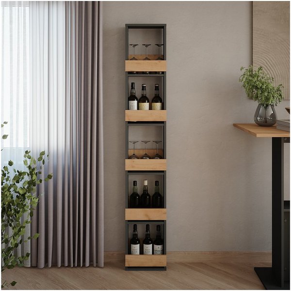 Vicco Weinregal Repose, Goldkraft Eiche/Anthrazit, 30 x 180 cm, 1-tlg.