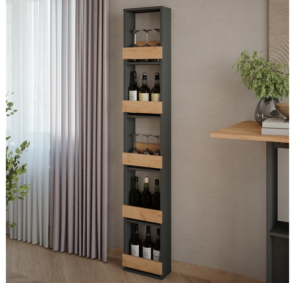 Vicco Weinregal Repose, Goldkraft Eiche/Anthrazit, 30 x 180 cm, 1-tlg. – Bild 4 von 5