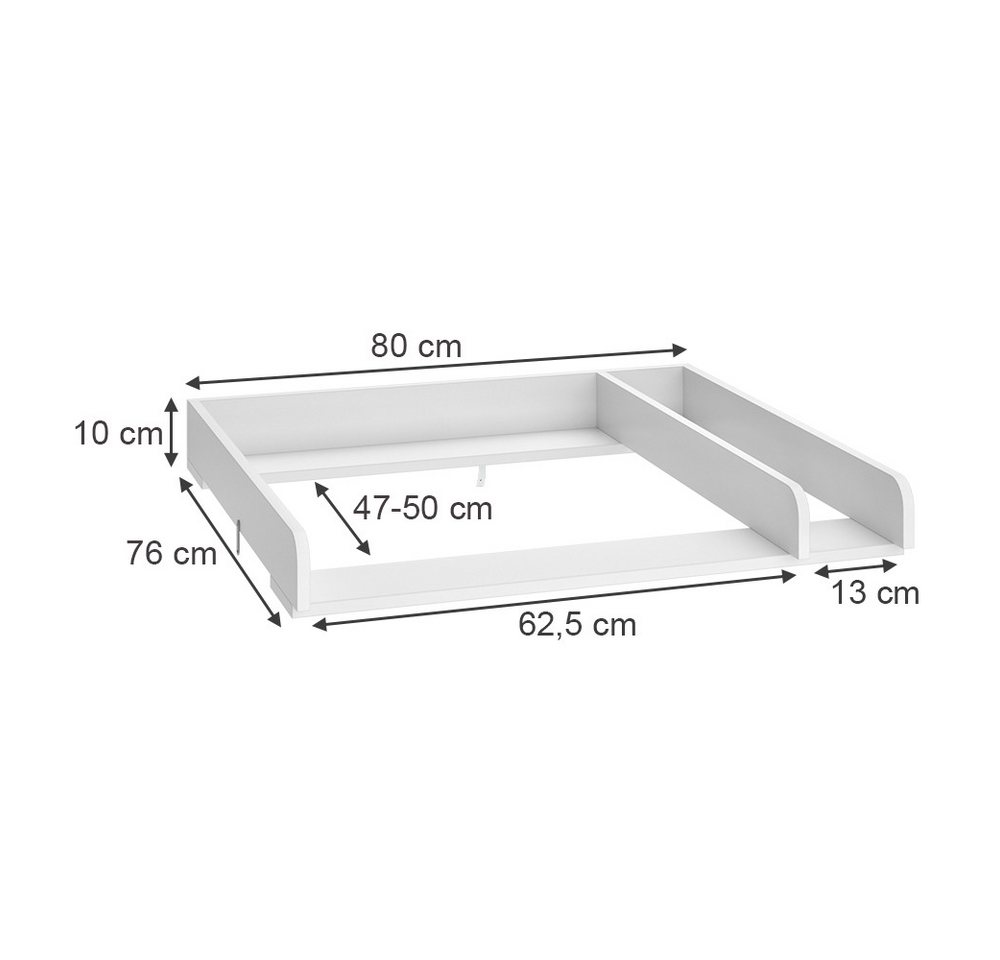 Vicco Wickelaufsatz Wicko, Weiß, 80 x 76 cm mit Teilung – Bild 3 von 5