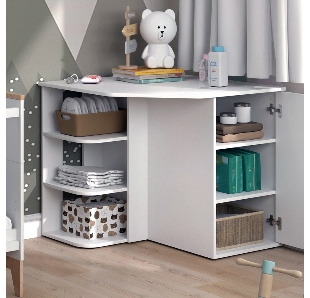 Vicco Wickelkommode Kristian, Weiß, 85 x 86.2 cm mit Tür und offenen Fächern – Bild 5 von 5