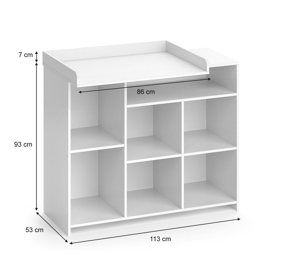 Vicco Wickelkommode Oskar, Weiß, 113 x 100 cm mit offenen Regalen – Bild 3 von 5