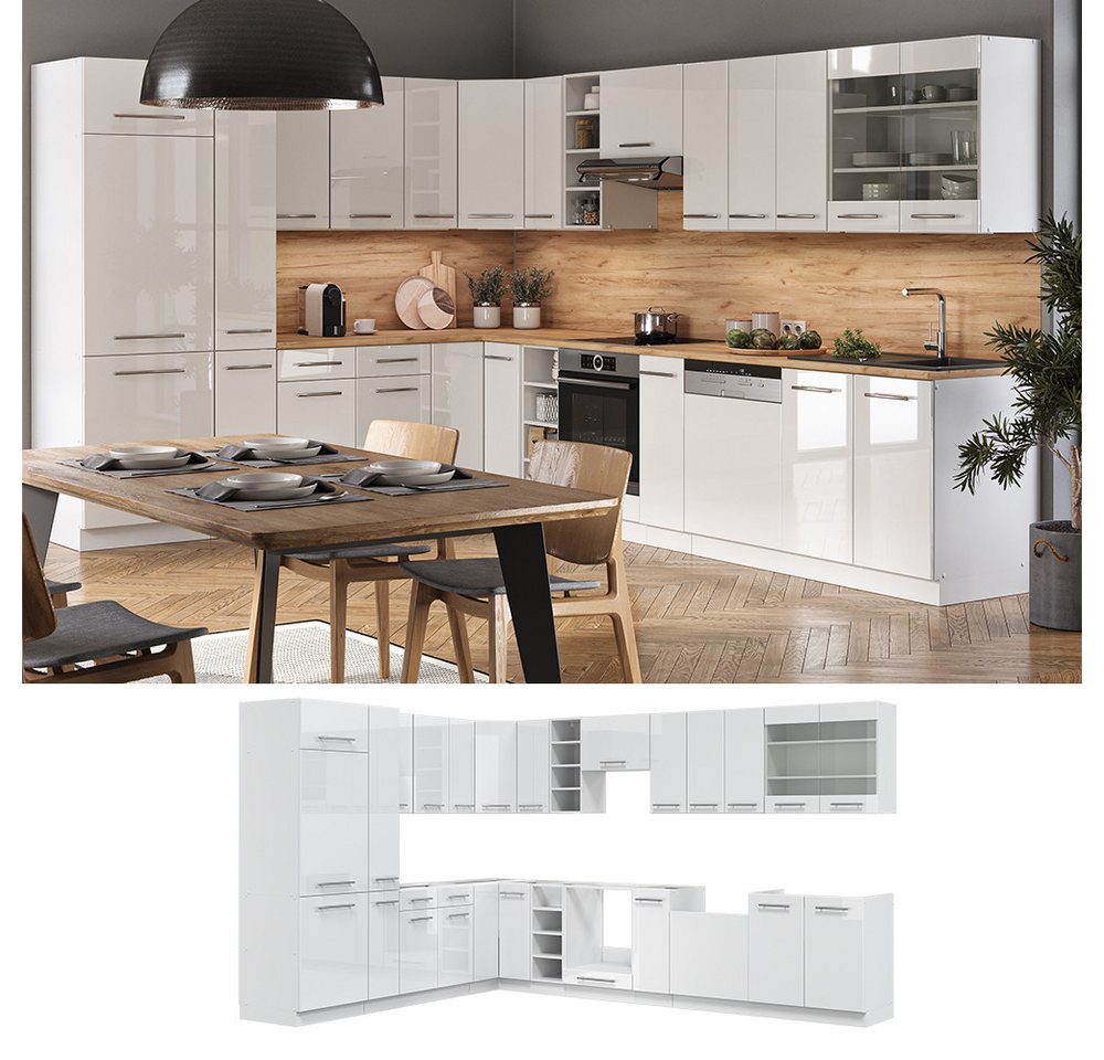 Vicco Winkelküche Fame-Line, Weiß Hochglanz/Weiß, 347 x 257 cm ohne Arbeitsplatte – Bild 5 von 5