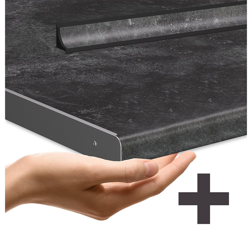 Vicco Winkelküche Fame-Line, Weiß Hochglanz/Anthrazit, 347 x 257 cm, AP Anthrazit – Bild 2 von 5