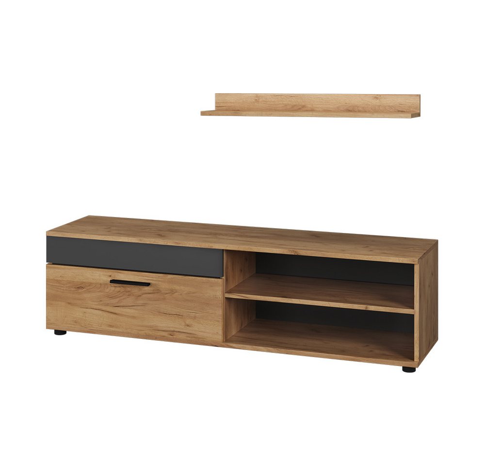 Vicco Wohnwand Berno, Goldkraft Eiche/Anthrazit, mit 1 Klappe, (2-St) – Bild 2 von 5