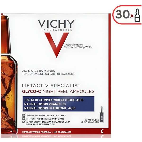 Vichy Gesichtspeeling LIFTACTIV Specialist Glyco-C Peeling Ampullen 30x2,0 ml, Intensivkur für strahlende, glattere Haut und verfeinertes Hautbild