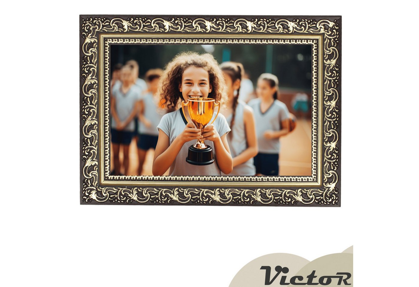 Victor (Zenith) Bilderrahmen Vinci, Bilderrahmen Schwarz Gold 10x15 cm, Bilderrahmen A6 Barock, Antik – Bild 4 von 5