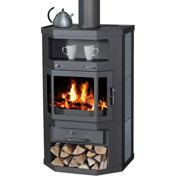 Victoria 05 Kaminofen EEK A Taro Speckstein, schwarz, dauerbrandfähig, 9.04 kW