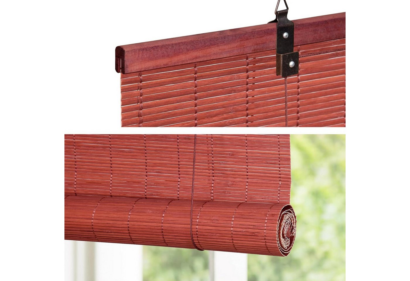 Rollo Bambusrollo, 40 x 130 cm, kirsche, Victoria M., verdunkelnd, ohne Bohren, freihängend, verschraubt, ohne Bohren, zum Schrauben – Bild 2 von 5