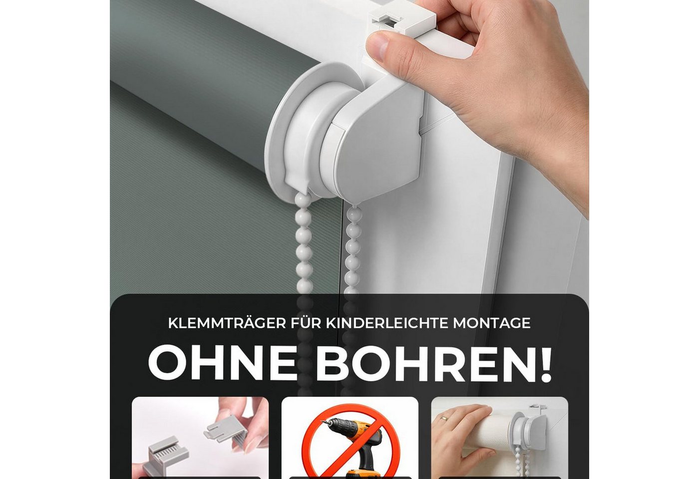 Verdunklungsrollo Klemmfix Tenebra Verdunkelungsrollo, 45 x 160 cm, grau, Victoria M., blickdicht, ohne Bohren, in Führungsschienen, Klemmfix, Verdunkelung, Mit – Bild 4 von 5