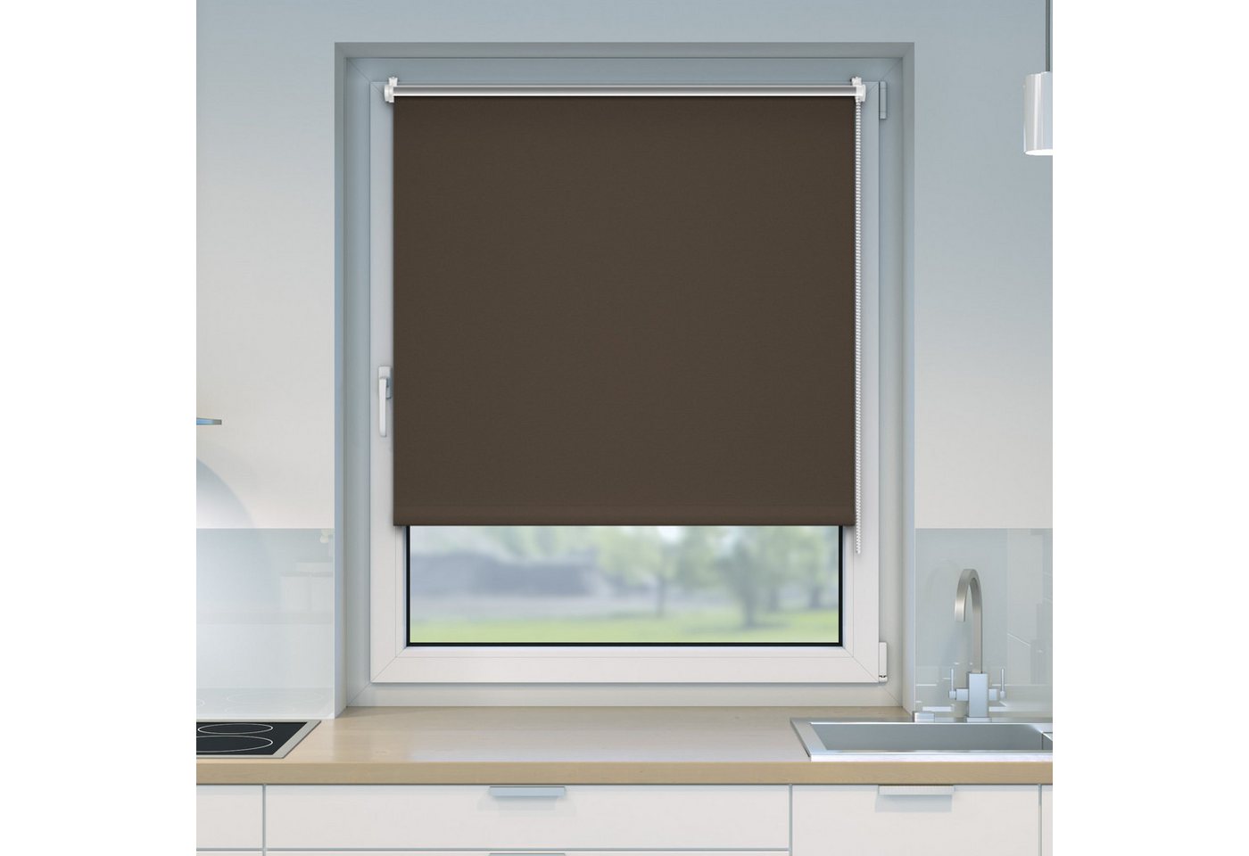 Verdunklungsrollo Klemmfix Tenebra Verdunkelungsrollo-Thermorollo, 35x120cm dunkelbraun, Victoria M., blickdicht, ohne Bohren, in Führungsschienen, Klemmfix, Th – Bild 3 von 5