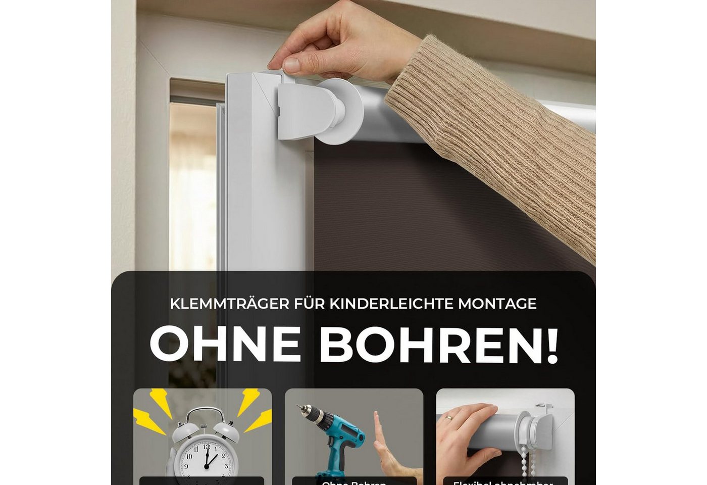 Verdunklungsrollo Klemmfix Tenebra Verdunkelungsrollo-Thermorollo, 35x120cm dunkelbraun, Victoria M., blickdicht, ohne Bohren, in Führungsschienen, Klemmfix, Th – Bild 4 von 5