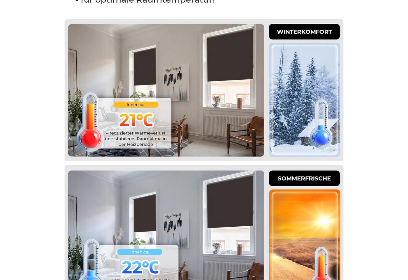 Verdunklungsrollo Klemmfix Tenebra Verdunkelungsrollo-Thermorollo, 35x120cm dunkelbraun, Victoria M., blickdicht, ohne Bohren, in Führungsschienen, Klemmfix, Th – Bild 5 von 5