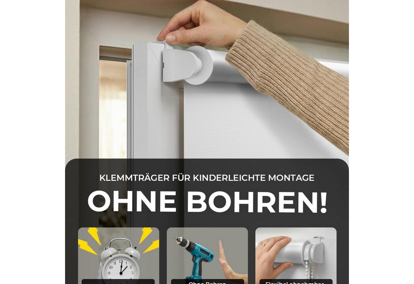 Verdunklungsrollo Klemmfix Tenebra Verdunkelungsrollo-Thermorollo, 35x120cm weiß, Victoria M., blickdicht, ohne Bohren, in Führungsschienen, Klemmfix, Thermo –  – Bild 4 von 5