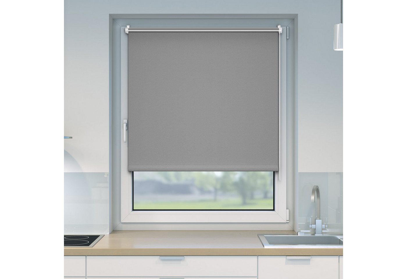Verdunklungsrollo Klemmfix Tenebra Verdunkelungsrollo-Thermorollo, 40x120cm grau, Victoria M., blickdicht, ohne Bohren, in Führungsschienen, Klemmfix, Thermo –  – Bild 3 von 5